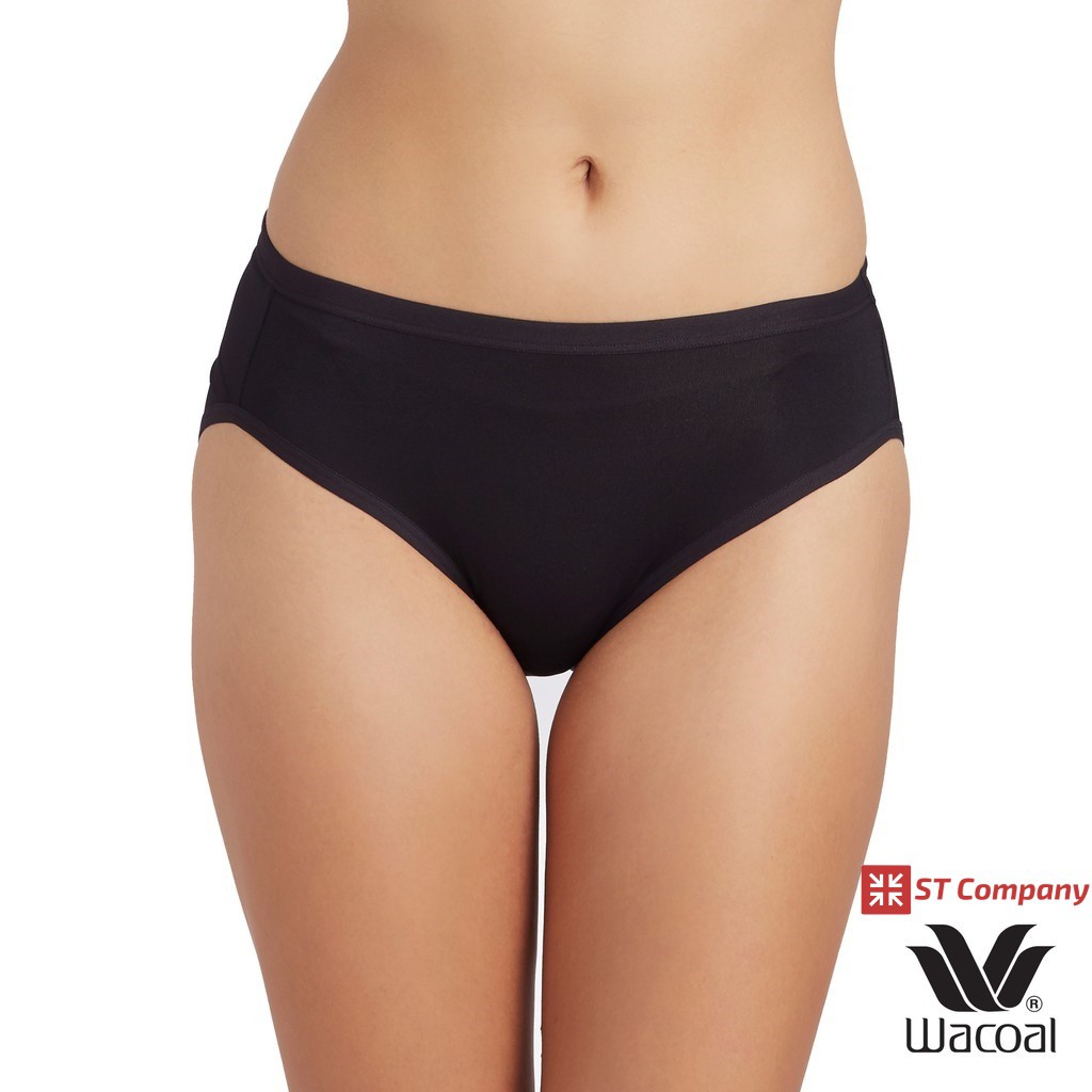 Wacoal Panty ทรง Bikini ขอบเรียบ สีดำ Black (1 ตัว) รุ่น WU1M01, WU9m00B,WQ6M01 กางเกงใน กางเกงในผู้