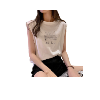 POOHPAND " Sleeveless shirt " เสื้อยืดแขนกุดผู้หญิง แฟชั่นสไตล์เกาหลี แนวมินิมอล #015