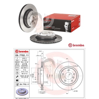 09 7702 11 จานเบรค ล้อ R (ยี่ห้อ BREMBO) รุ่นHC UV BMW ซีรี่ส์ 3 E46 318i 320i ปี1998-2005