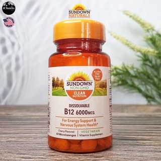 วิตามินบี12 แบบเม็ดอม รสเชอร์รี Sundown Naturals® Dissolvable B12 Cherry Flavored 6,000 mcg 60 Microlozenges B-12 B 12