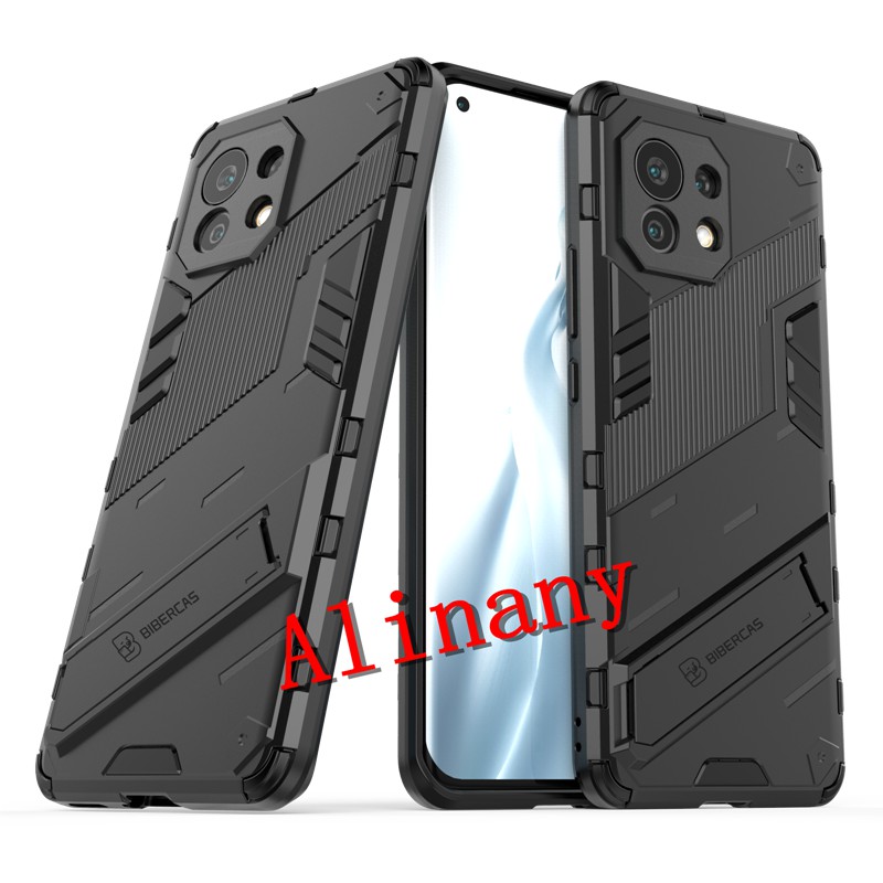 เคส Xiaomi Mi 11 Case Shockproof พลาสติกแบบแข็ง Armor Stand Phone Casing Xiaomi Mi 11 Mi11 Back Cove