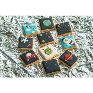 Galaxy cookies คุกกี้น้ำตาล คุกกี้เนย คุกกี้บัตเตอร์วานิลลา คุกกี้ไอซิ่ง 4x4 ซม. จำนวน 8 ชิ้น