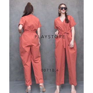HoF LooSE PLaYSUiT•• จัมพ์สูทชุดหมีทรงหลวมๆ เบสิคeasywear แบบชุดเดียวจบcomplete ดีเทลเก๋คอวี กระดุมผ่าหน้าถึงช่วงเอว