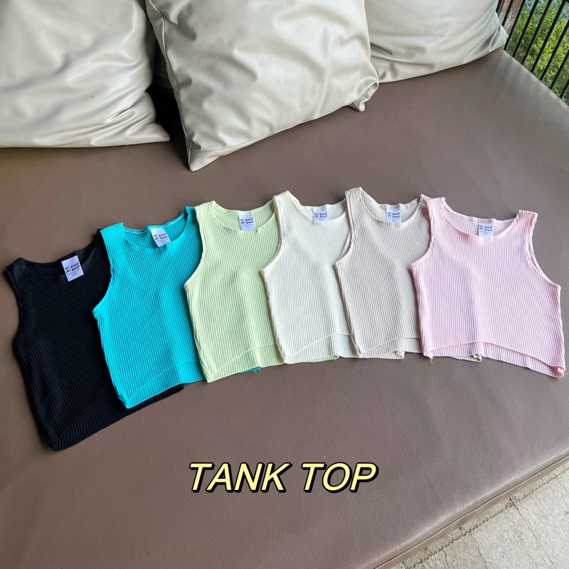🧤พร้อมส่ง THANK TOP (size xs-s) เสื้อครอป เว้าหน้า ผ้าร่องคอตตอนญี่ปุ่น