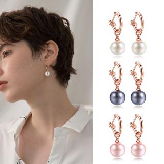 ZHOUYANG Drop ต่างหูสำหรับผู้หญิงที่เรียบง่ายมีหลายพรรคเทียมเพิร์ล Rose Gold สีเงินแต่งงานของขวัญเครื่องประดับแฟชั่น E677 E692