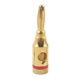 1 ชิ้น หัวต่อสายสัญญาณ สีแดง Gold Plated Speaker Banana Plugs – Open Screw Type, for Speaker Wire, Home Theater (Red)