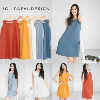 Minimal Dress เดรสแขนกุด เดรสผ้าฝ้าย เดรสใส่เที่ยวใส่ทำงาน  by pafai.design