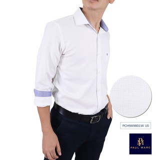 PAUL MARC เสื้อเชิ้ตพื้น สีขาว ทำงาน สไตล์แฟชั่น ทรงเข้ารูป สลิม White Modern Fashion Shirt Slim Fit