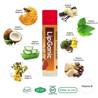 Lipganic Organic Bronze Tinted Lip Balm บรอนซ์ ทิ้นท์ ลิปบาล์ม (4.25g)