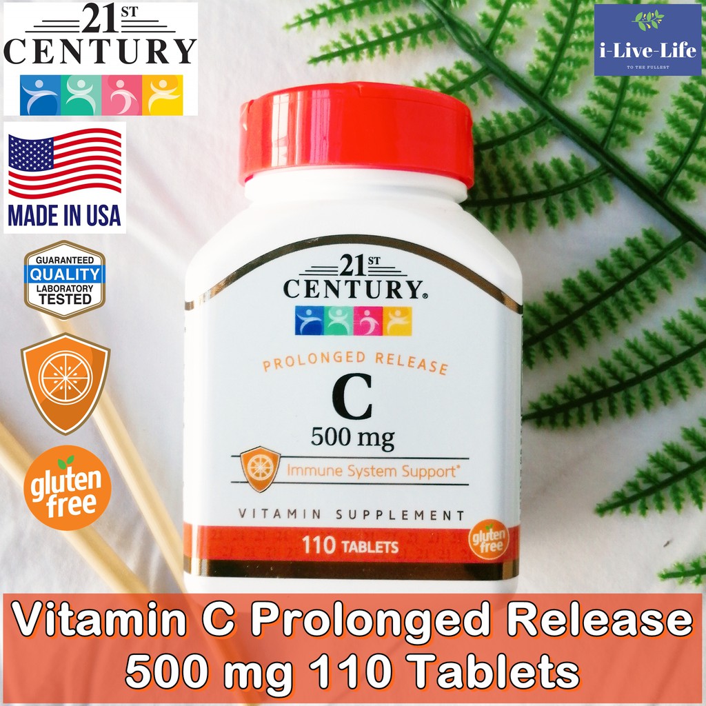 วิตามินซี Vitamin C Prolonged Release 500 mg 110 Tablets - 21st Century