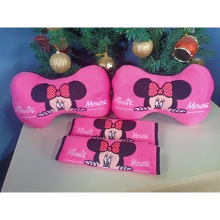 setหใอนรอ+ที่หุ้มเบลล์ในรถยนต์ลายมินนี่เม้าส์minniemouse