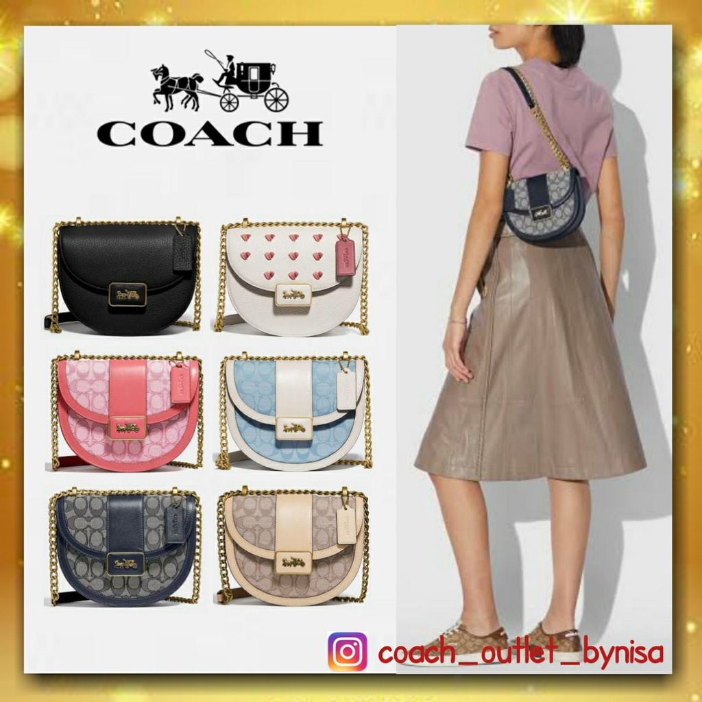 ของแท้💯 Coach Alie Saddle Bag Jacquard In Signature C4694c3464