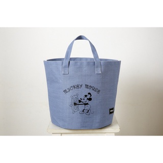 Disney MICKEY MOUSE PRODUCED BY Milk fed. Storage Tote Bag Book กระเป๋าโท้ทเก็บของ ทรงกลม