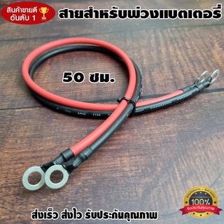 สายต่อแบตเตอรี่ ​สายต่ออินเวอร์เตอร์ สายพวงแบต โซลาซ์เซล สายทองแดง พร้อมหางปลา ทนกระแสไฟสูง ยาว 50Cm (2ชิ้น ดำ1-แดง1)