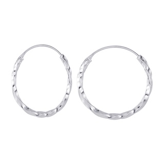 SILVER THAI 1.5 x 20mm Large sterling silver hoop earrings ต่างหูเงิน925แบบห่วงอันใหญ่ 1.5มิลX20มิล