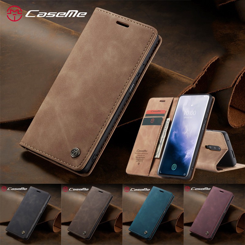 CaseMe OnePlus Nord OnePlus 8T 7 8 Pro Case Retro PU Leather Flip Solid Card Slot Magnetic Casing Co