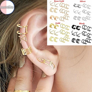 【xijing-cod】 12pc/set Fashion woman retro Cuff Wrap Earrings No Piercing ear bone clip jewelry set