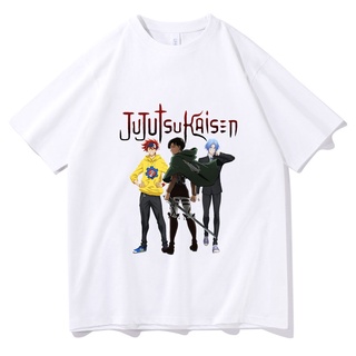 T-shirt  เสื้อยืด พิมพ์ลายกราฟิกอนิเมะ Jujutsu Kaisen Sk8 The Infinity Attack on Titan แฟชั่นสําหรับผู้ชายS-5XL