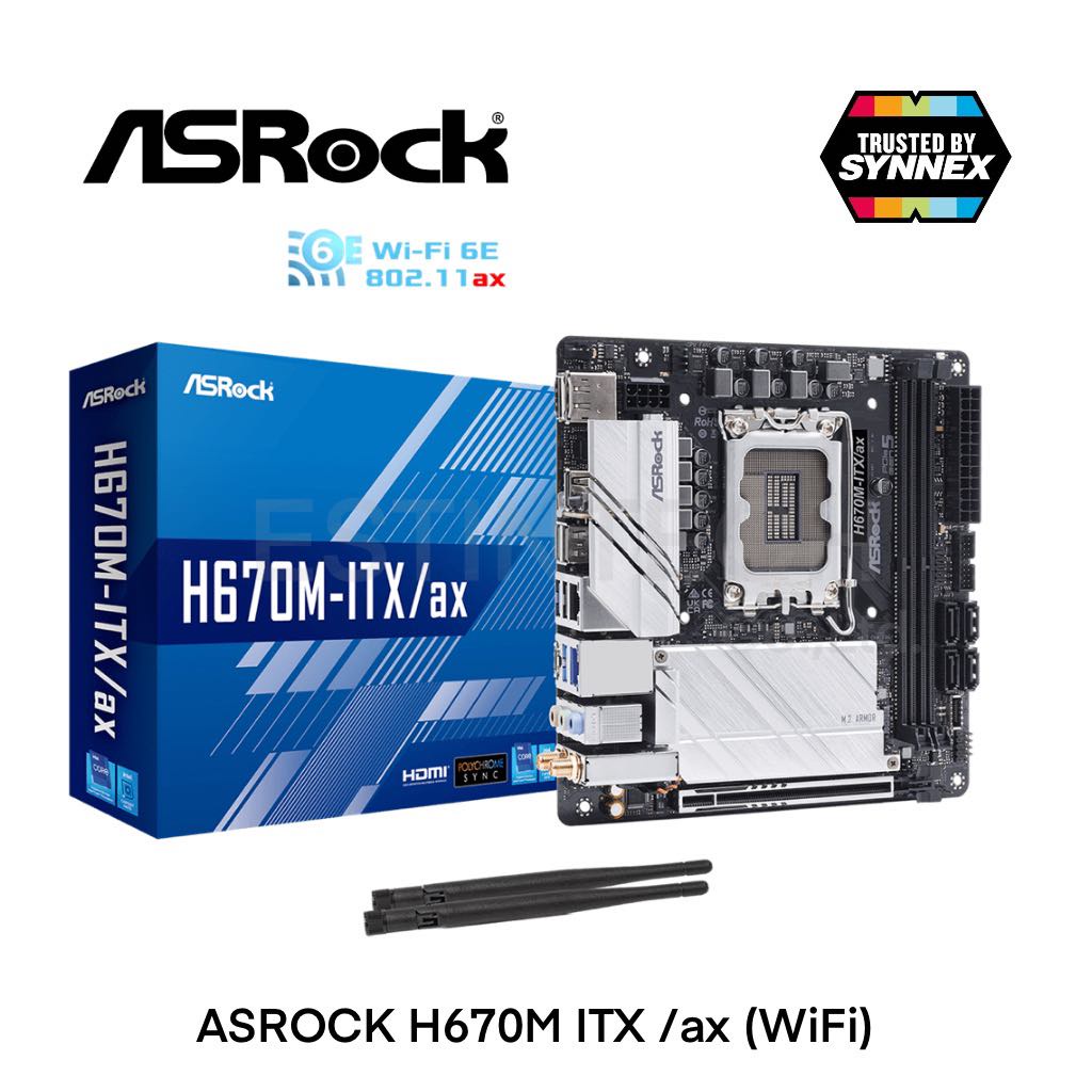 Mainboard(เมนบอร์ด) 1700 ASROCK H670M ITX / ax (WiFi) ของใหม่ประกัน 3ปี