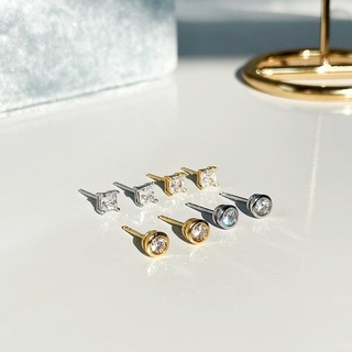 glisterr gem stud earring ต่างหูประดับเพชร cz สีเงินและสีทอง