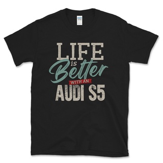 เสื้อยืดครอปเสื้อยืดผ้าฝ้าย พิมพ์ลาย LIFE IS BETTER WITH AN AUDI S5 COOL RETRO DESIGN FAmejh36DHpifj76S-5XL