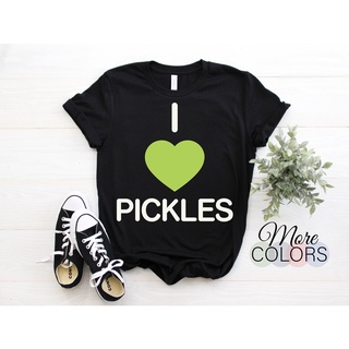 เสื้อยืดผ้าฝ้าย เสื้อยืด พิมพ์ลายแตงกวา I Love Pickles ของขวัญวันฮาโลวีน สําหรับผู้ใหญ่