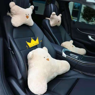 Car headrest neck pillow cartoon cute plush pillow car pillow waist neck driver seat pillow female B8G8