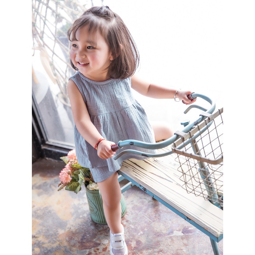 [ส่วนลด 15% โค้ด HIT150MAY ลดสูงสุด 150.- วันที่ 31 พ.ค]  ชุดเด็กแขนกุด พร้อมกางเกงขาสั้น แต่งหลังด้