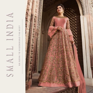 {**ส่งฟรี**} SMALL INDIA 🌷 Heavy Net Embroidery work 🌷 Anarkali Suit