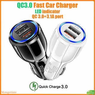 【จัดส่งรวดเร็ว】QC 3.0 อะแดปเตอร์ชาร์จโทรศัพท์มือถือ USB 2 พอร์ต 12V 24V 3.1A สําหรับรถยนต์