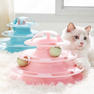 ❤️ของเล่นแมว รางบอลทาวเวอร์ 3 ชั้น สีส้ม Plastic Three Levels Tower Tracks Cat Toy คอนโดแมว คอนโดแมว อาหารแมว ชุดแมว