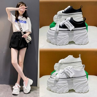 𝐏𝐫𝐞-𝐨𝐫𝐝𝐞𝐫 พรีออเดอร์รองเท้าผ้าใบส้นสูง 8 cm มี 3 สี Platform shoes (3857)