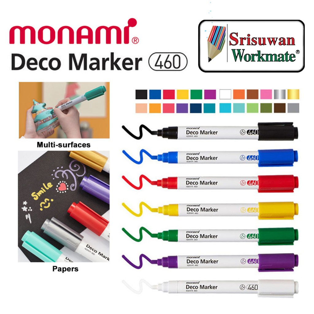 MONAMI Deco Marker 460 ปากกาเพ้นท์ กันน้ำ ปากกาเขียนแก้ว พลาสติก โลหะ ผ้า ไม้ ปากกาตกแต่ง โมนามิ ปากกาเพ้นท์รองเท้า