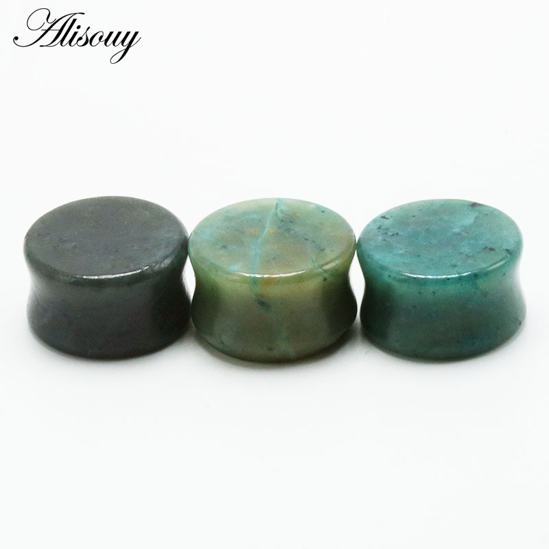 Alisouy 2PCS หินหูปลั๊กอุโมงค์หูวัดหูเจาะหู Stretchers รูปที่ 6