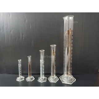 OBEROI/UK กระบอกตวงแก้ว 5, 10, 25, 50, 100, 250, 500 ml Measuring Cylinder  Hexa Base Class A