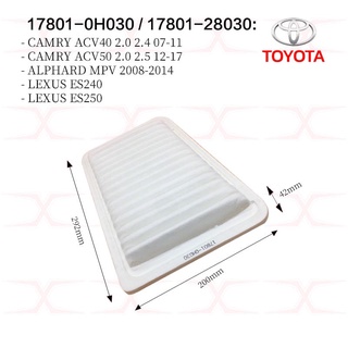 TOYOTA กรองอากาศ 17801-0H030 Camry ACV40 ปี06-12 ACV50 ปี12-15 เครื่อง 2AZ-FE 1AZ-FE