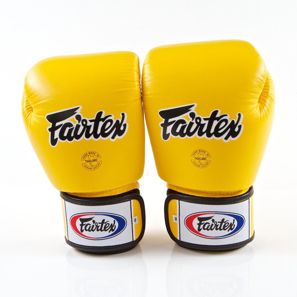 Fairtex แฟร์เท็กซ์ นวมชกมวย รุ่น BGV1 “Tight-Fit” Design สีเหลือง ไซส์ 8,10,12,14,16 ออนซ์