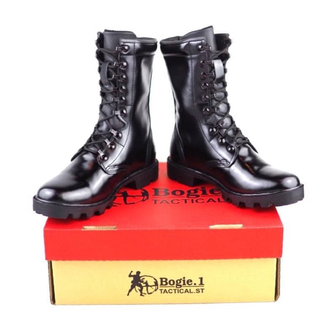 Bogie1รองเท้าคอมแบทรุ่นN9(CB)หนังแท้ขัดเงา รองเท้าทหาร ตำรวจ