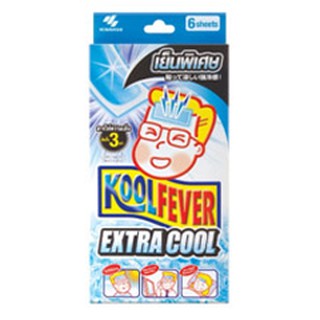 **เย็นขึ้น 3 เท่า คลายร้อนเร็วขึ้น** KOOLFEVER Extra Cool 6ชิ้น/กล่อง แผ่นเจลลดไข้