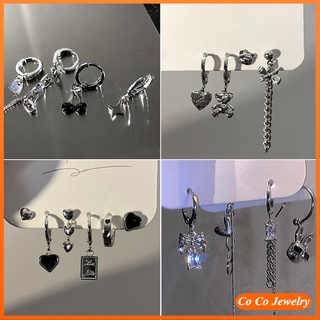 ใหม่ ต่างหูสตั๊ด รูปหัวใจ เรียบง่าย สําหรับผู้หญิง COCOJEWELRY