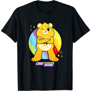 แขนสั้นcrew neckBear ฤดูร้อนmen disney  Care Bears: Unlock The Magic Funshine Bear T-Shirt เสื้อยืดแฟชั่นคอกลม สบายๆ ผ้า