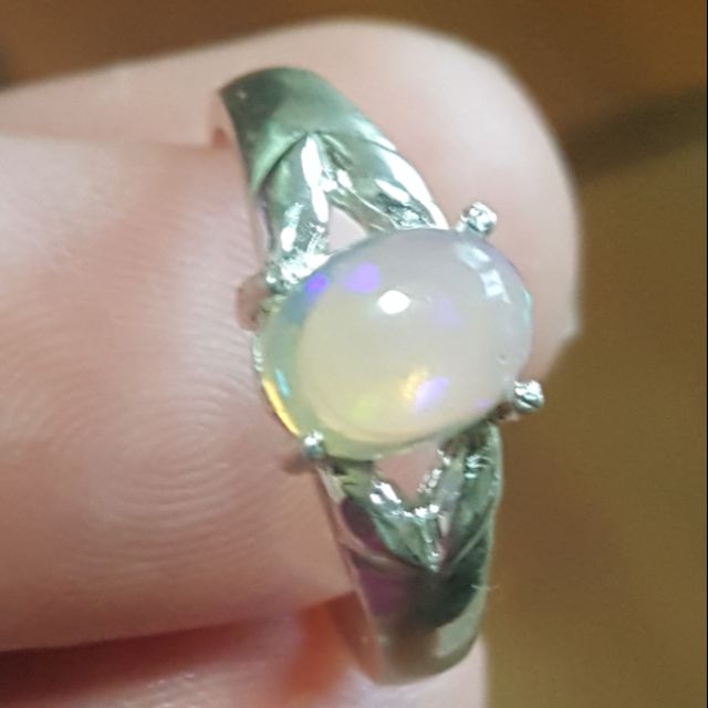 แหวนเงินแท้ โอปอลแท้ Size 6 (Natural Opal Ring)