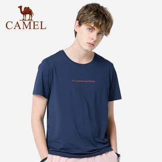 CAMEL เสื้อยืดคอกลม แขนสั้น ผ้าฝ้าย สีพื้น สวมใส่สบาย สำหรับผู้ชาย