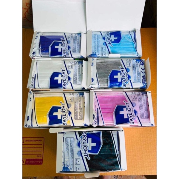 แมส หนา 4 ชั้น skylight สีฟ้า ดำ เทา ชมพู ขาว งานเวียดนาม