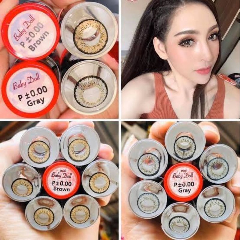 คอนแทคเลนส์ บิ๊กอาย รุ่น Baby Doll / Oilley 3 Tone สีเทา/ตาล Gray/Brown มีค่าสายตา (0.00)-(-10.00)