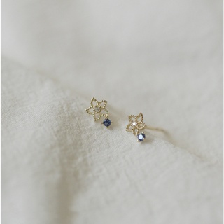 188-littlegirl gifts-  Small flowers mini blue diamond stud earrings 925