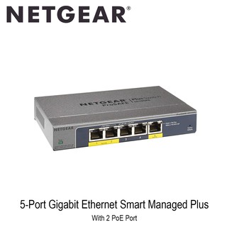 Netgear (GS105PE) 5-Port Gigabit Ethernet Smart Managed Plus with PoE ประกันศูนย์ไทย