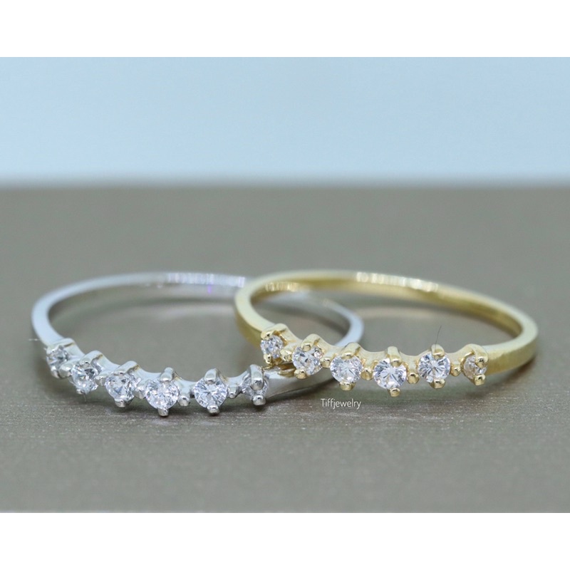 Tiffjewelry แหวนแฟชั่นเกาหลี เงินแท้ เพชร CZ สวิส 100% ชุบทองคำขาว