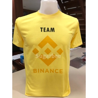 เสื้อยืด สีเหลือง ลาย เหรียญ BINANCE คริปโต Cryptocurrency สีสันสดใส ใส่สบายๆ ไม่ยืด ไม่ย้วย