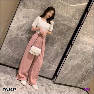 👗Pfashion [ส่งไว!!🚛] P8987 	Set เสื้อคอเหลี่ยม + กางเกงขายาว  Set square neck top + pants